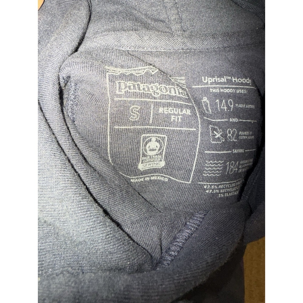 Patagonia Mens Fitz Roy Bison Uprisal Blue Fleece Hoodie Regular Fit Size S - Picture 7 of 9
